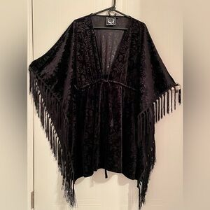 Killstar Velvet Skull and Flowers Kimono Size 3x/4x